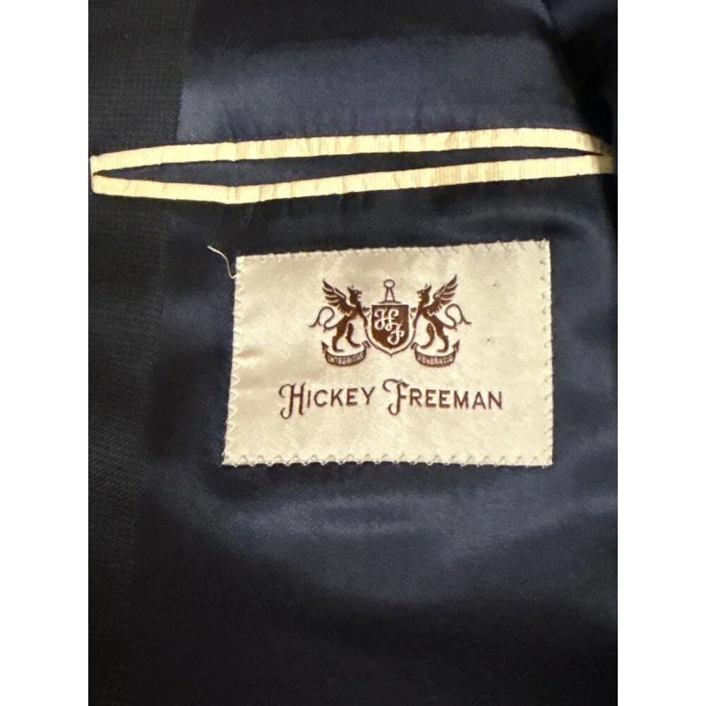 Hickey Freeman Milburn II Men's Blazer 100% Wool Black Fully Lined Pockets 44R